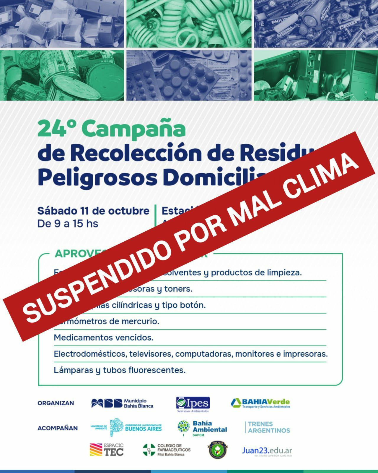 Suspenden la 24 Campaña de Recoleccion de Residuos Peligrosos por mal clima