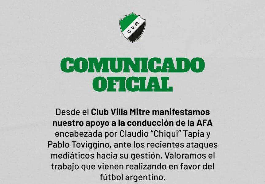 Villa Mitre apoya a Tapia y Toviggino en medio de críticas a la AFA