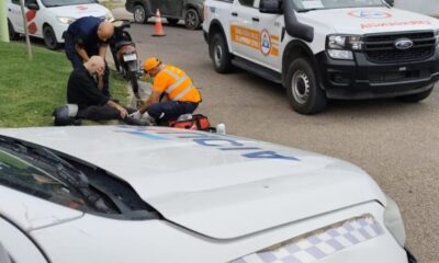 Siniestro vial entre una moto y una camioneta en la intersección de Entre Ríos y Avellaneda