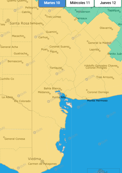 Tormenta y vientos de hasta 80 km/h: doble alerta amarilla para Bahía Blanca y la zona