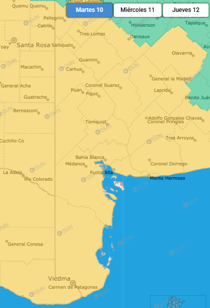 Tormenta y vientos de hasta 80 km/h: doble alerta amarilla para Bahía Blanca y la zona