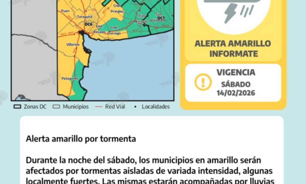Alerta amarillo por tormentas para Bahía Blanca y el sudoeste bonaerense
