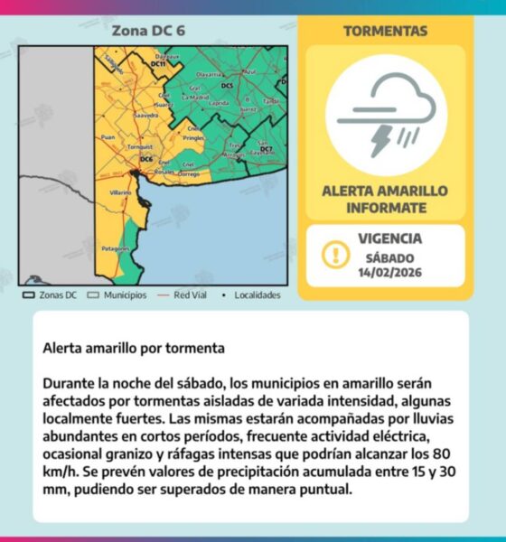 Alerta amarillo por tormentas para Bahía Blanca y el sudoeste bonaerense