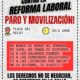 Convocan a paro y movilización en Plaza del Reloj contra la reforma laboral