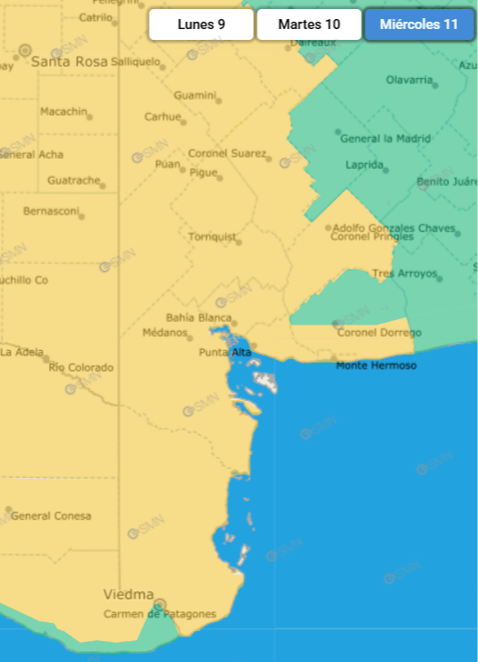Vientos de hasta 80 km/h: alerta amarilla para Bahía Blanca y todo el Sudoeste Bonaerense