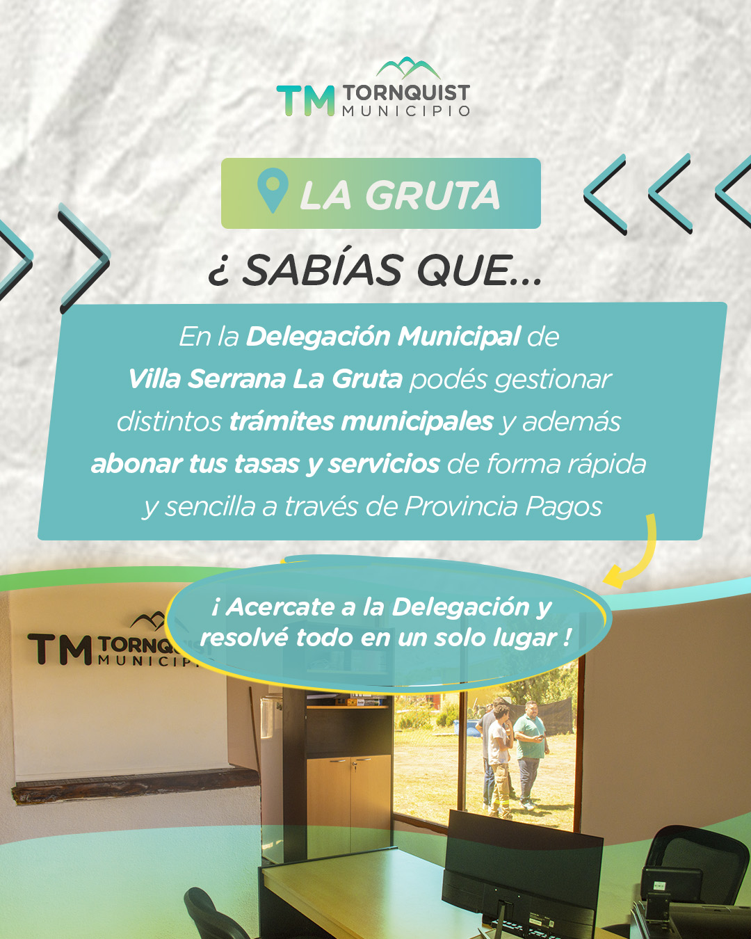 La Delegación Municipal de Villa Serrana La Gruta permite realizar trámites y pagos