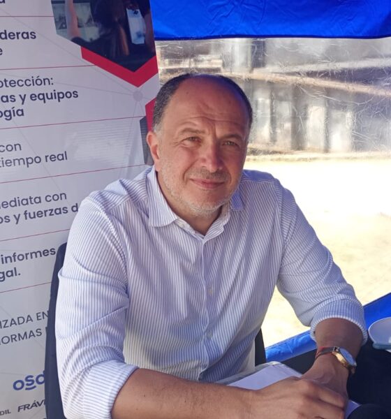 Pablo Garate visitó el estudio de La Perseverancia Seguros en el predio de la Fiesta del Trigo