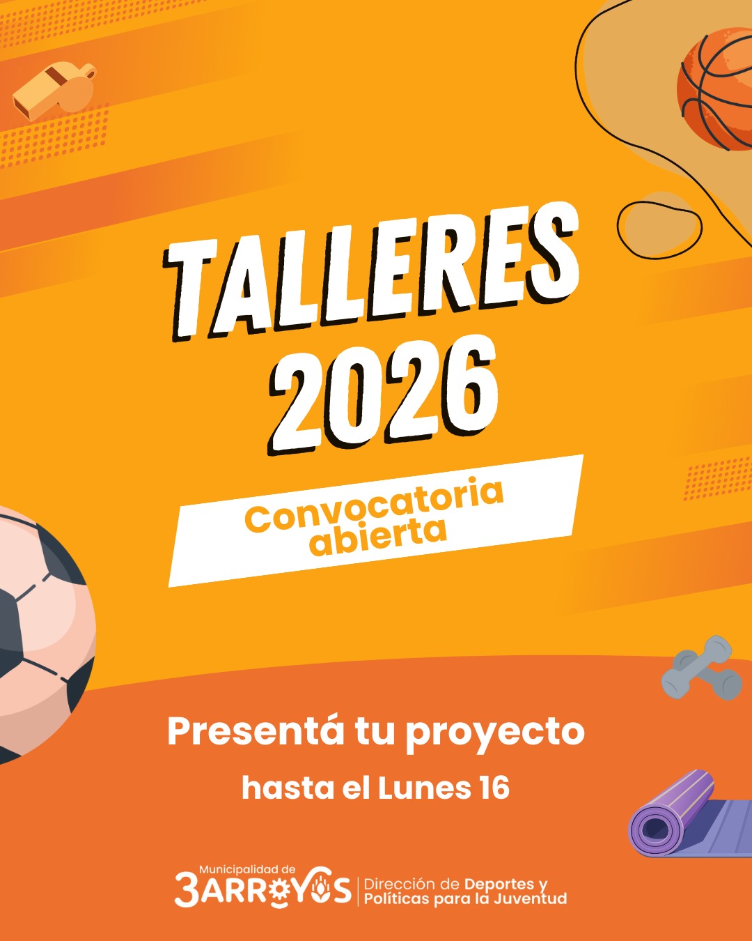 Abren la convocatoria para dictar talleres deportivos y juveniles este 2026