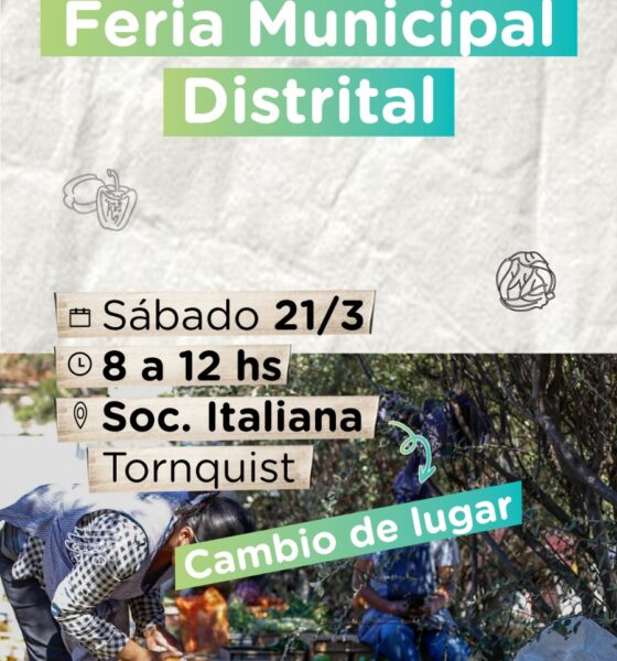 Cambio de lugar para la feria municipal distrital en Tornquist por pronóstico de lluvias