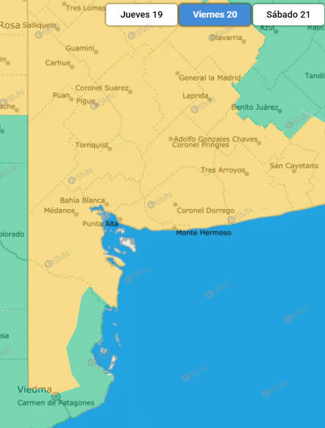 El SMN confirmó una alerta amarilla por tormentas para la tarde y noche de este viernes