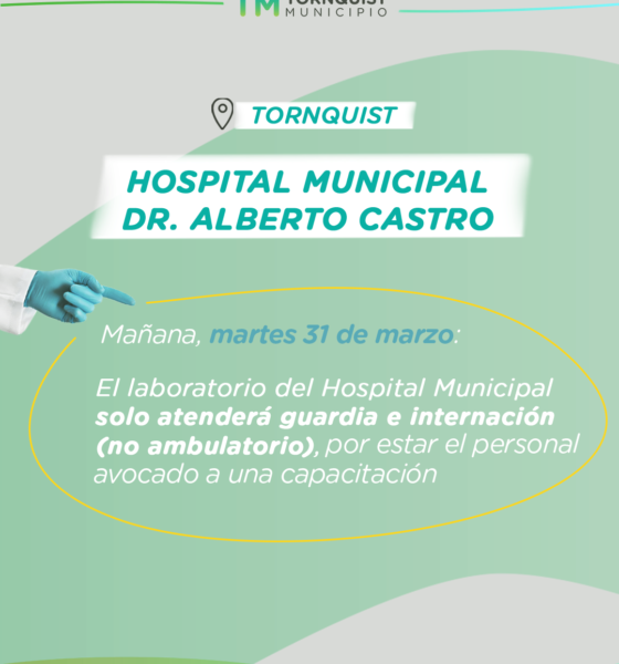 Martes 31: El laboratorio del Hospital Municipal solo atenderá guardia e internación
