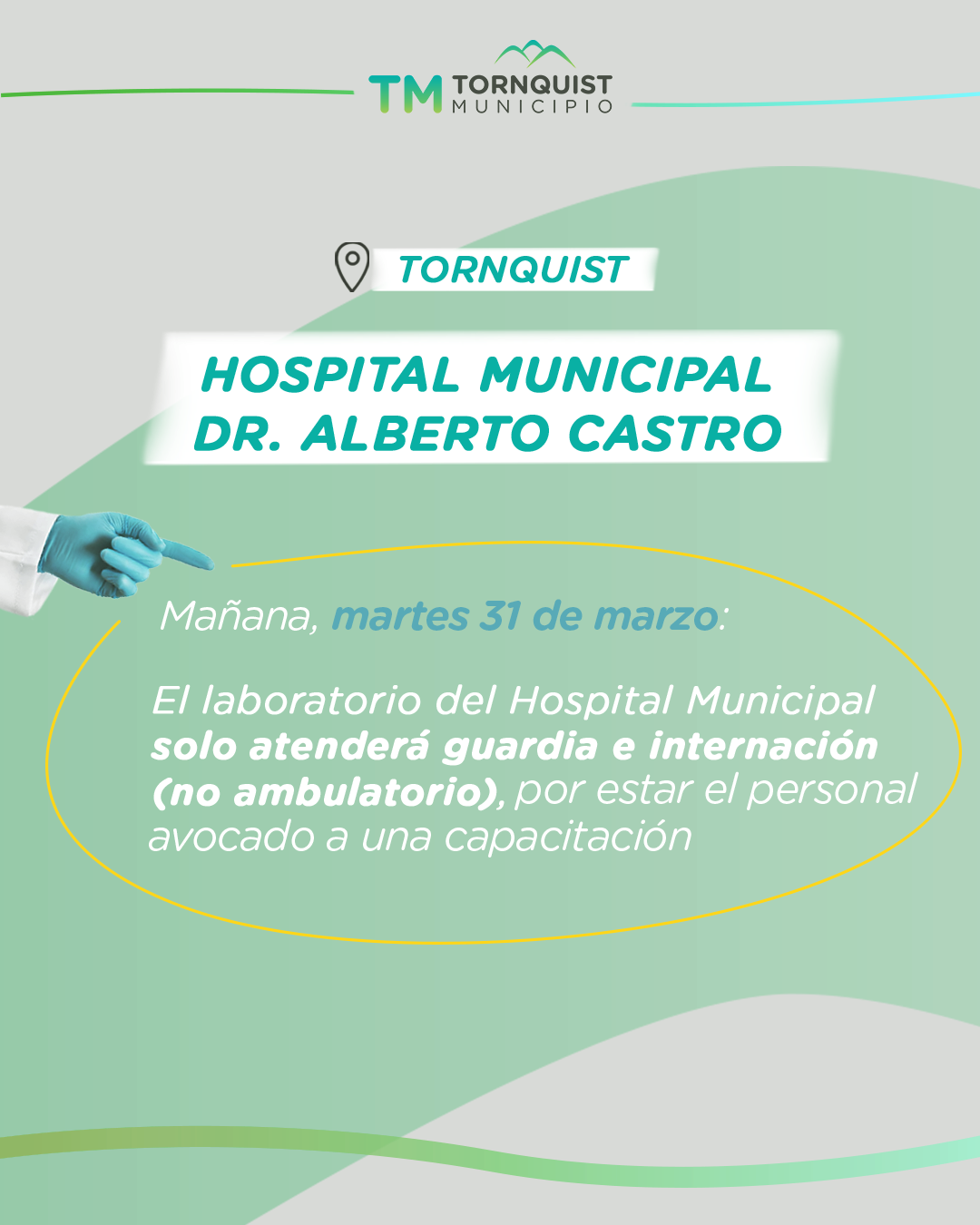 Martes 31: El laboratorio del Hospital Municipal solo atenderá guardia e internación