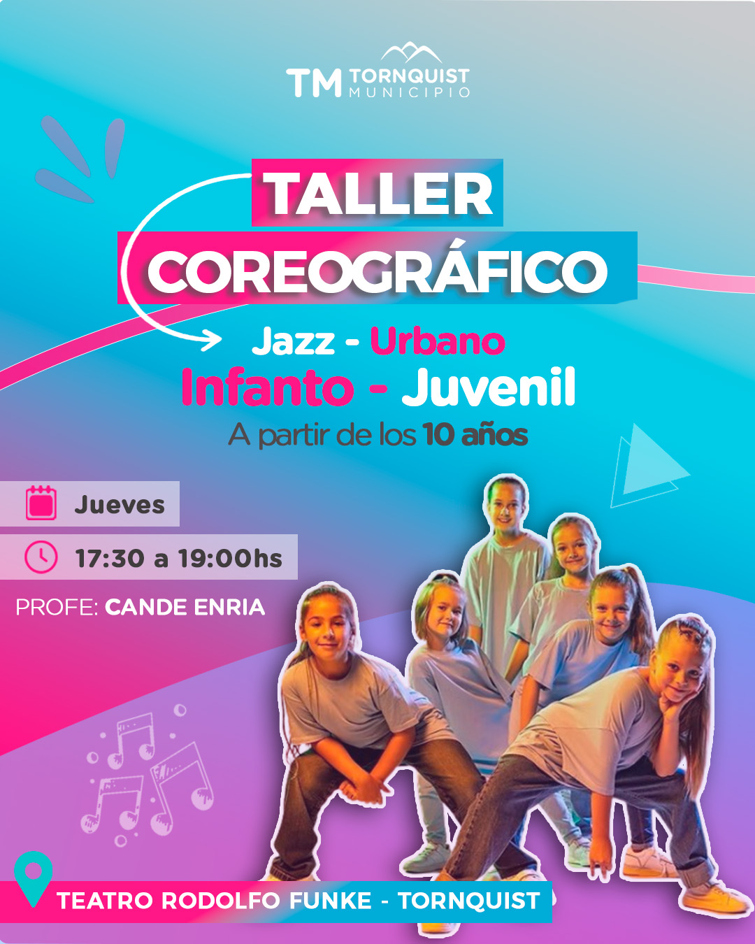 Tornquist: Comienza un Taller Coreográfico de jazz y urbano infanto-juvenil