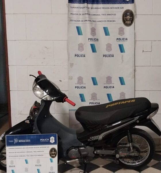 Operativo conjunto en Tres Arroyos permite recuperar una moto robada en Gonzales Chaves