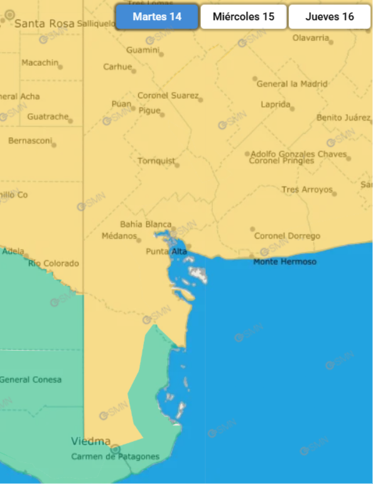 Bahía Blanca y toda la zona, en alerta por posibles tormentas