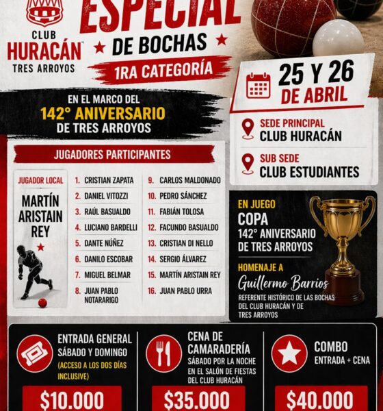 Tres Arroyos recibe a los mejores del país en el Torneo Especial de Bochas de 1ª categoría