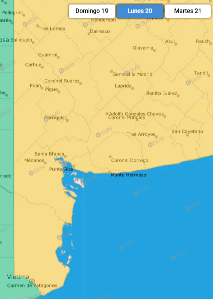 Para la tarde y noche del lunes: alerta amarilla por tormentas para Bahía Blanca y el sudoeste