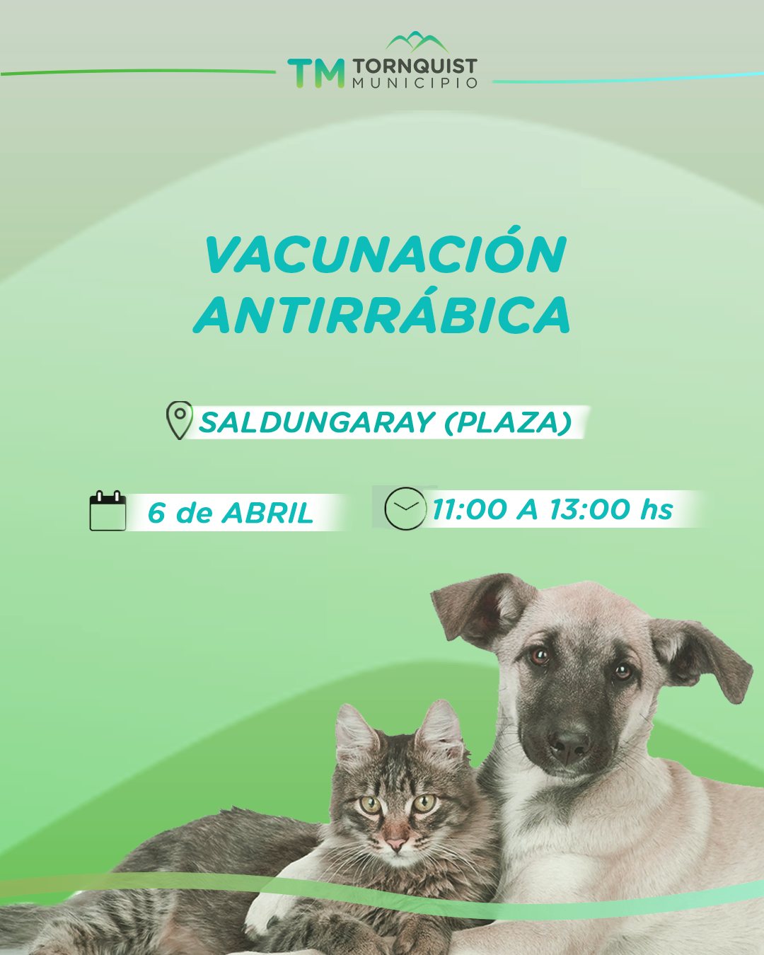 Habrá una jornada de vacunación antirrábica y desparasitación en Saldungaray