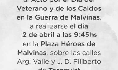 Invitación al acto por el Día de los Veteranos y Caídos en la Guerra de Malvinas