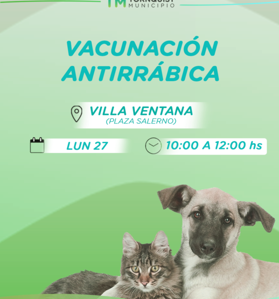 Lunes 27: vacunación antirrábica en Villa ventana