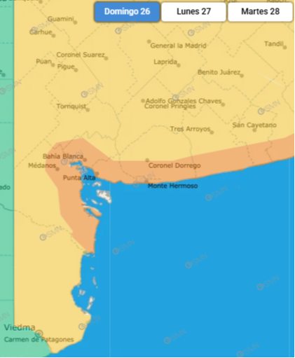 Extienden el alerta naranja por fuertes vientos en Bahía Blanca y la costa bonaerense