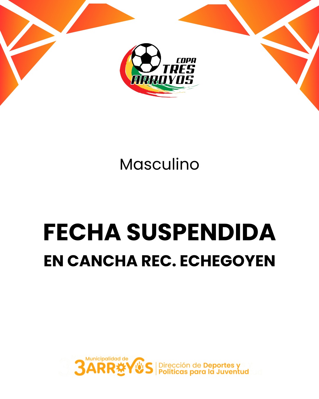 Suspensión de la Copa Tres Arroyos: el clima obliga a postergar la jornada de fútbol masculino en San Francisco de Bellocq