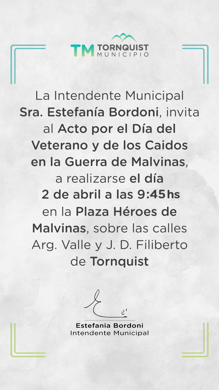 Invitación al acto por el Día de los Veteranos y Caídos en la Guerra de Malvinas