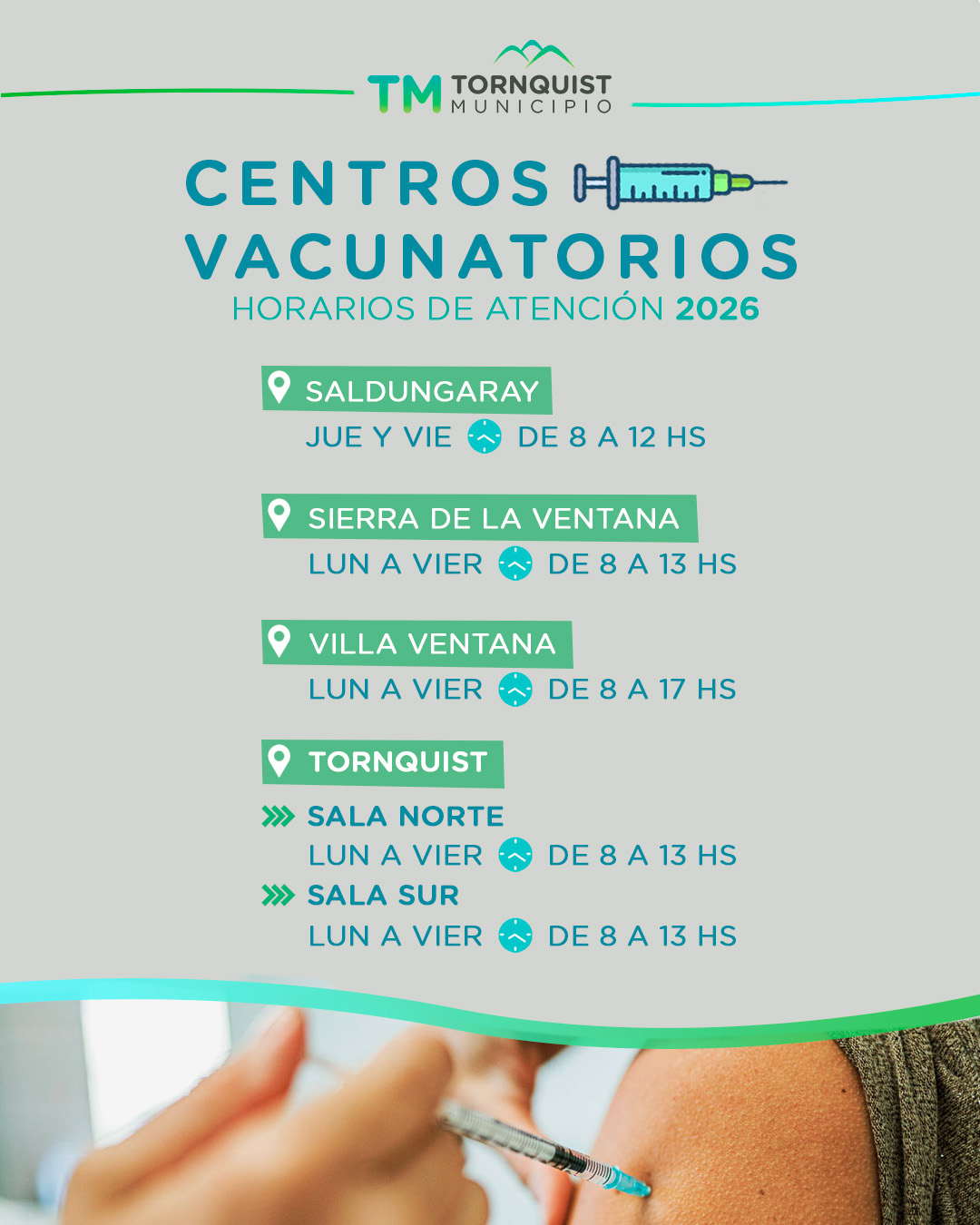 Vacunarse salva vidas: continúa la campaña antigripal en Tornquist