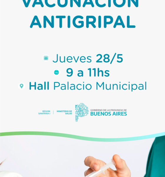 Jueves 28: Jornada de vacunación antigripal en el hall de Palacio Municipal
