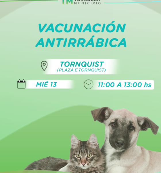 Miércoles 13: jornada de vacunación antirrábica en Tornquist