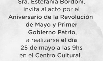 Invitación al acto por el Aniversario de la Revolución de Mayo