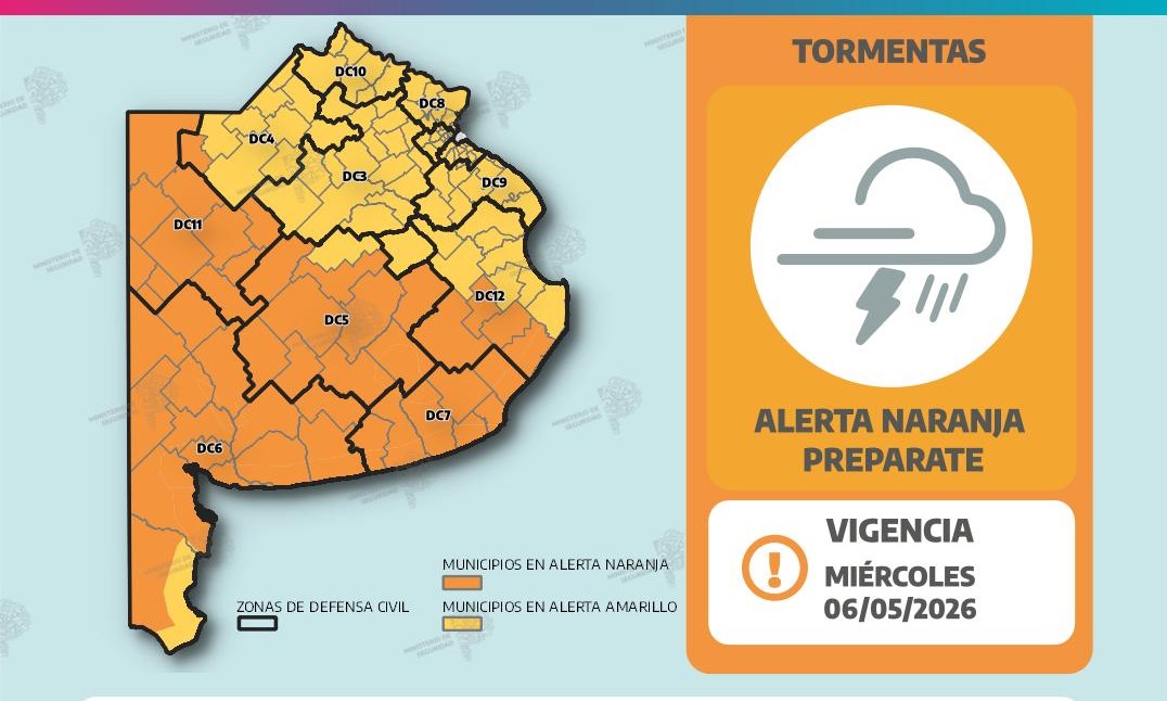 Emergencia meteorológica: Alerta naranja en Tornquist y suspensión de actividades.