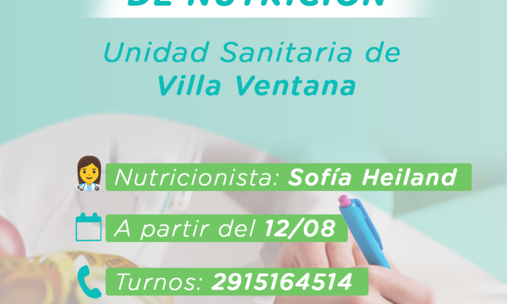 La Unidad Sanitaria de Villa Ventana incorpora consultorio de Nutrición