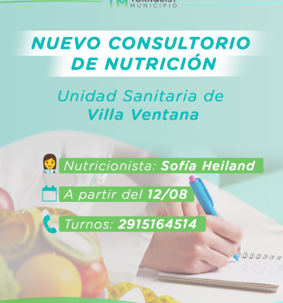 La Unidad Sanitaria de Villa Ventana incorpora consultorio de Nutrición