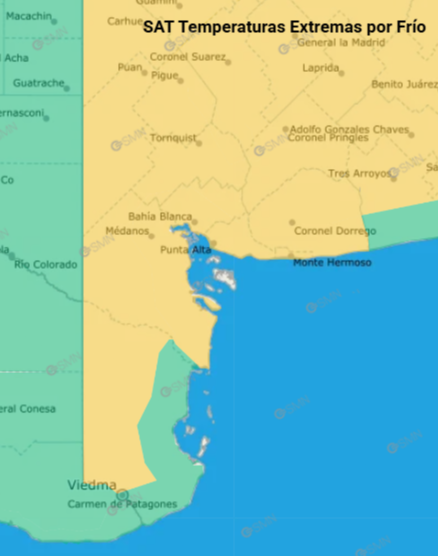 Nuevo alerta amarillo por frío para Bahía Blanca y todo el Sudoeste Bonaerense
