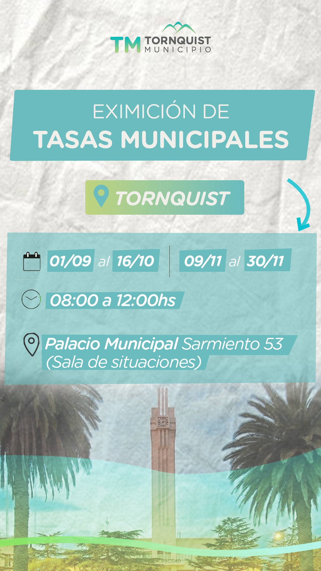 El 1 de septiembre se habilita el trámite de eximición de tasas municipales 2027