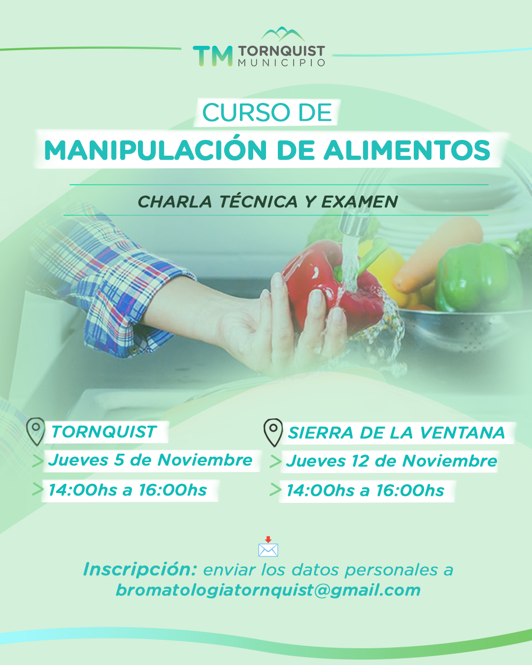 Tornquist y Sierra de la Ventana tendrán nuevas fechas del Taller de Manipulación Higiénica de Alimentos