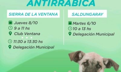Se realizará una nueva campaña de vacunación antirrábica en Sierra de la Ventana y Saldungaray