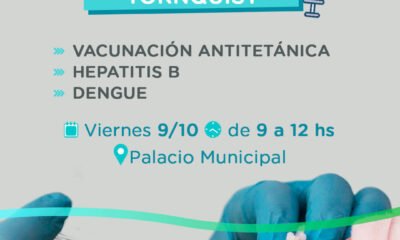 Este viernes habrá vacunación itinerante en el hall del Palacio Municipal