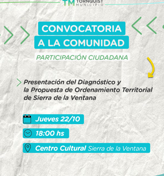 Convocatoria abierta a la presentación de la Propuesta de Ordenamiento Territorial de Sierra de la Ventana