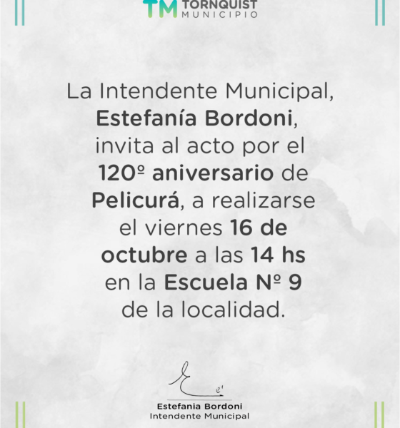 Invitación al acto del 120º aniversario de Pelicurá