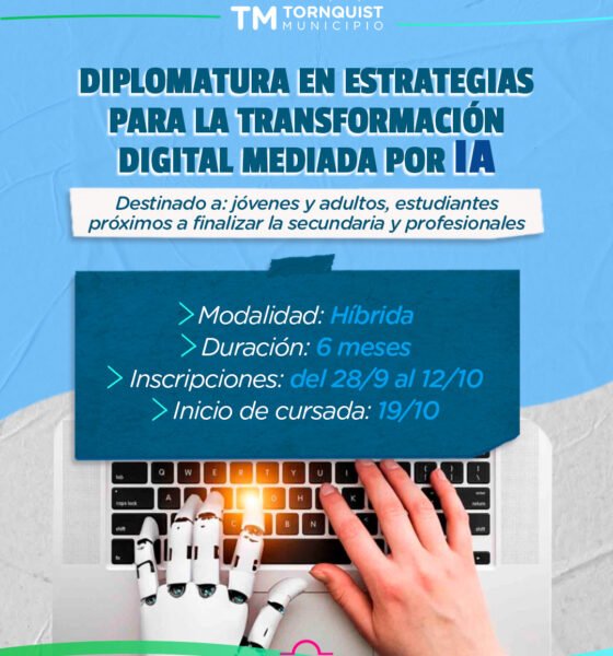 Tornquist: el 26 de octubre cierra la preinscripción para una diplomatura en Transformación Digital e Inteligencia Artificial