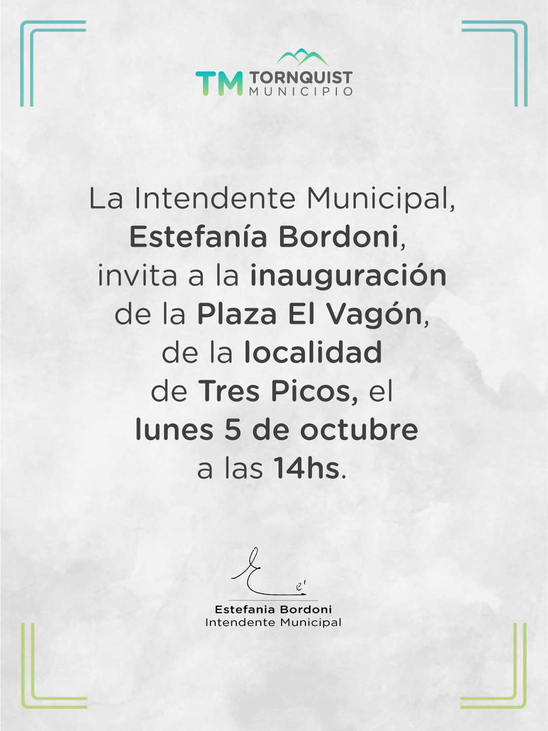 Invitación a la inauguración de la Plaza El Vagón